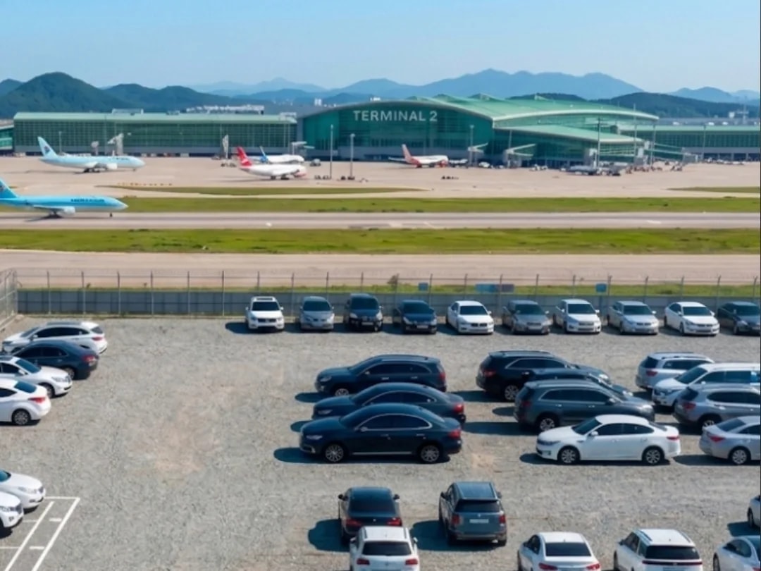 인천공항 주차장 — 활주로 옆 준수 주차대행 자사 주차장 실사진